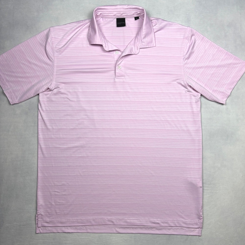 Dunning Golf Mens XL Polo Shirt Lavender Purple Striped Performance DN801567VT